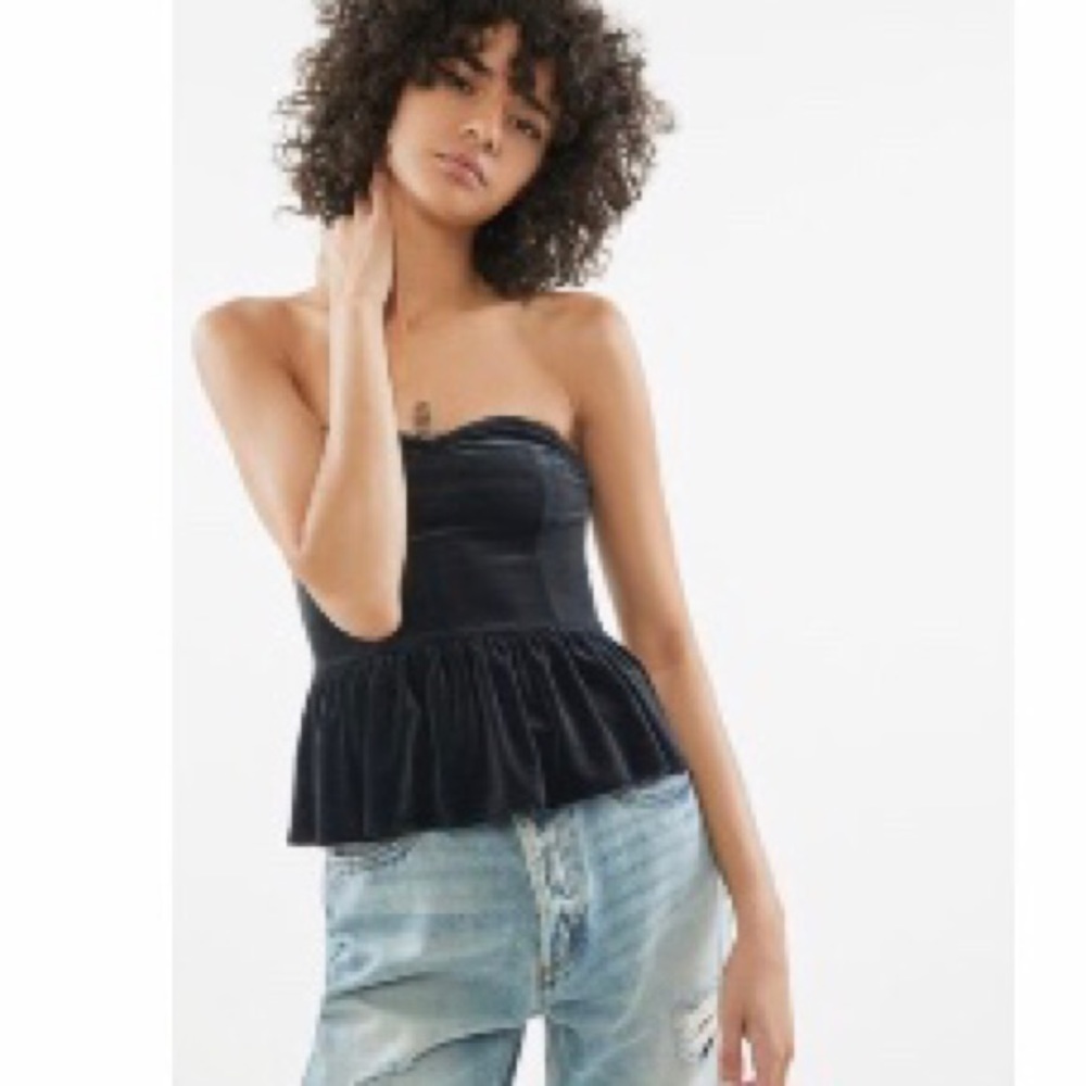 NWOT Urban Outfitters Velvet Peplum Top XS